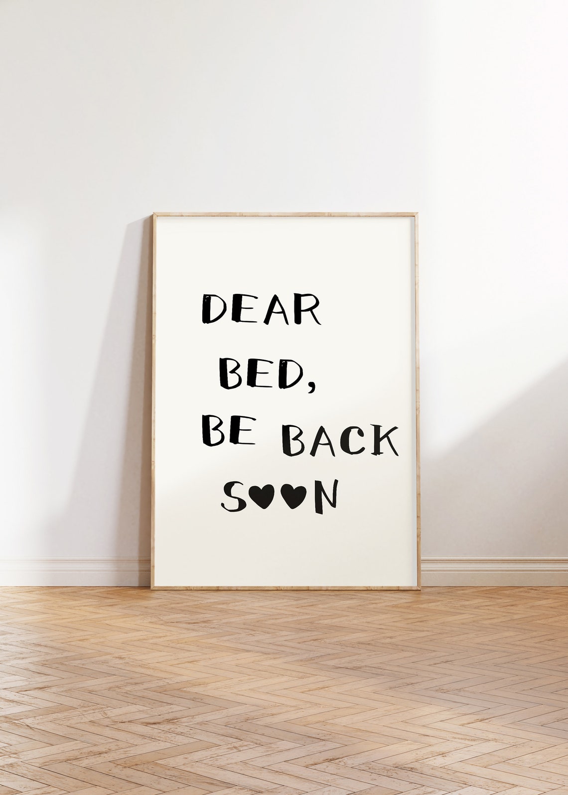 Dear Bed Be Back Soon Funny Minimalist Bedroom Quote Wall Art - Image 4