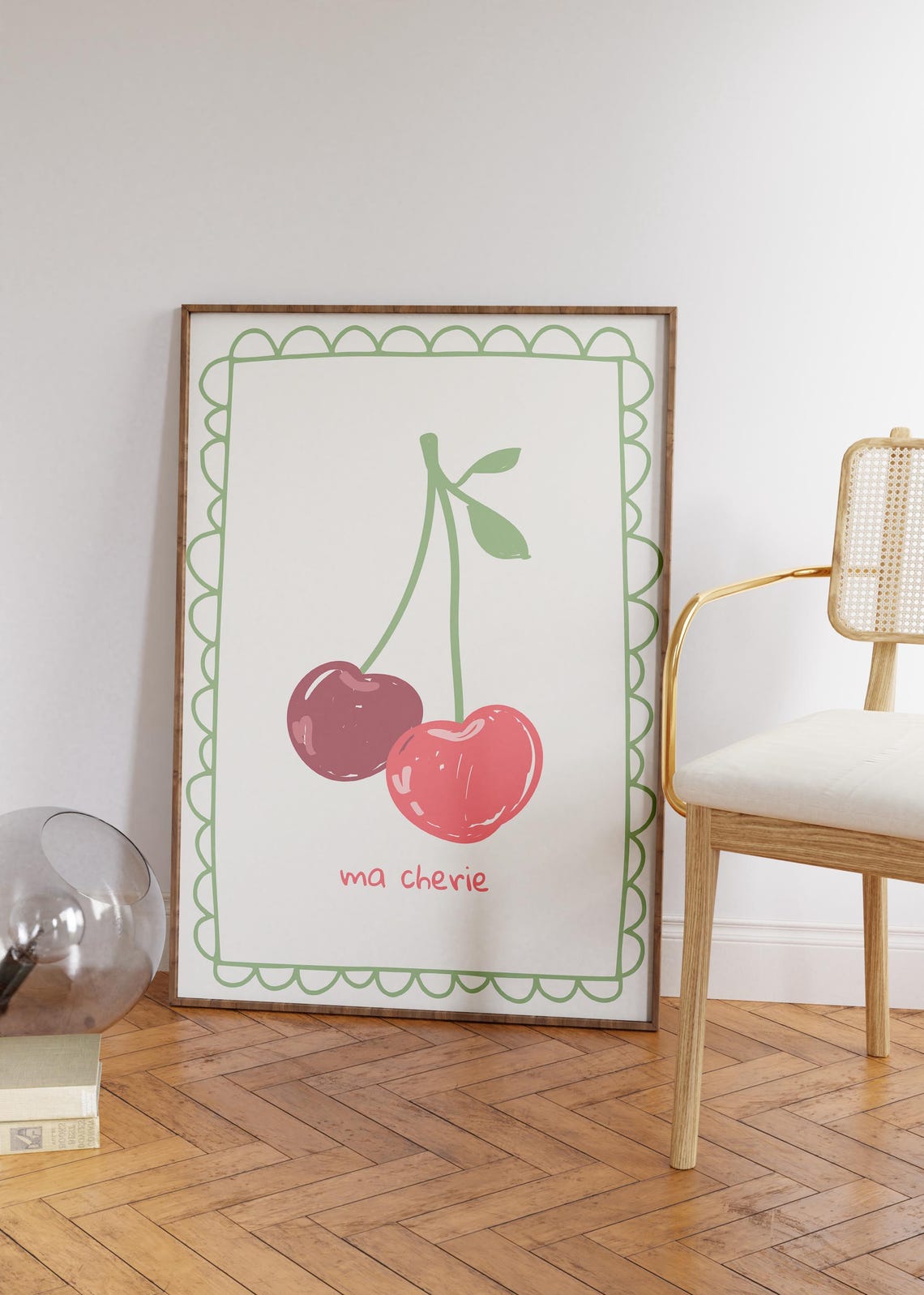 Ma Cherie Cherry Retro Fruit Illustration French Style Poster - Image 4