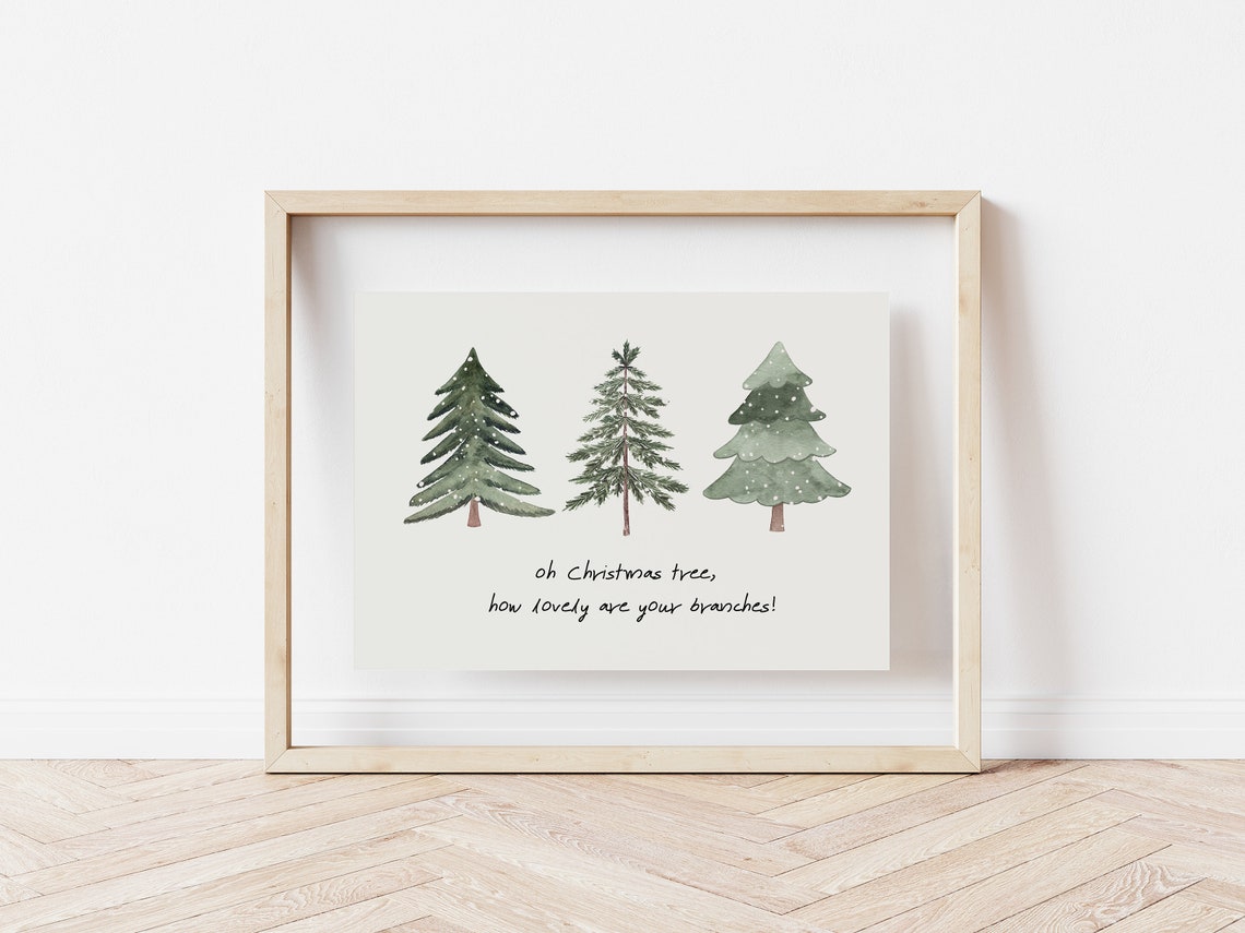 Oh Christmas Tree How Lovely Are Your Branches Print Christmas Wall Art Classic Christmas Decor Minimalist Christmas Art Print - Image 2