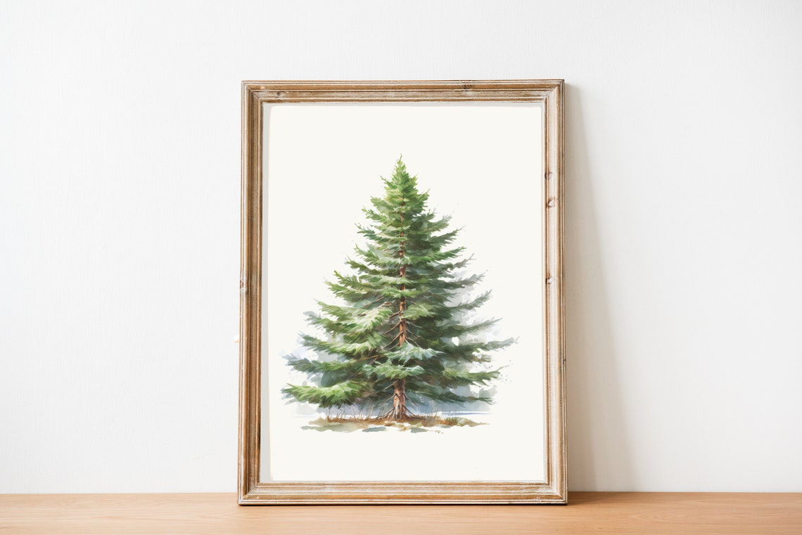 Tall Watercolor Pine Tree Minimalist Evergreen Holiday Poster - Image 3