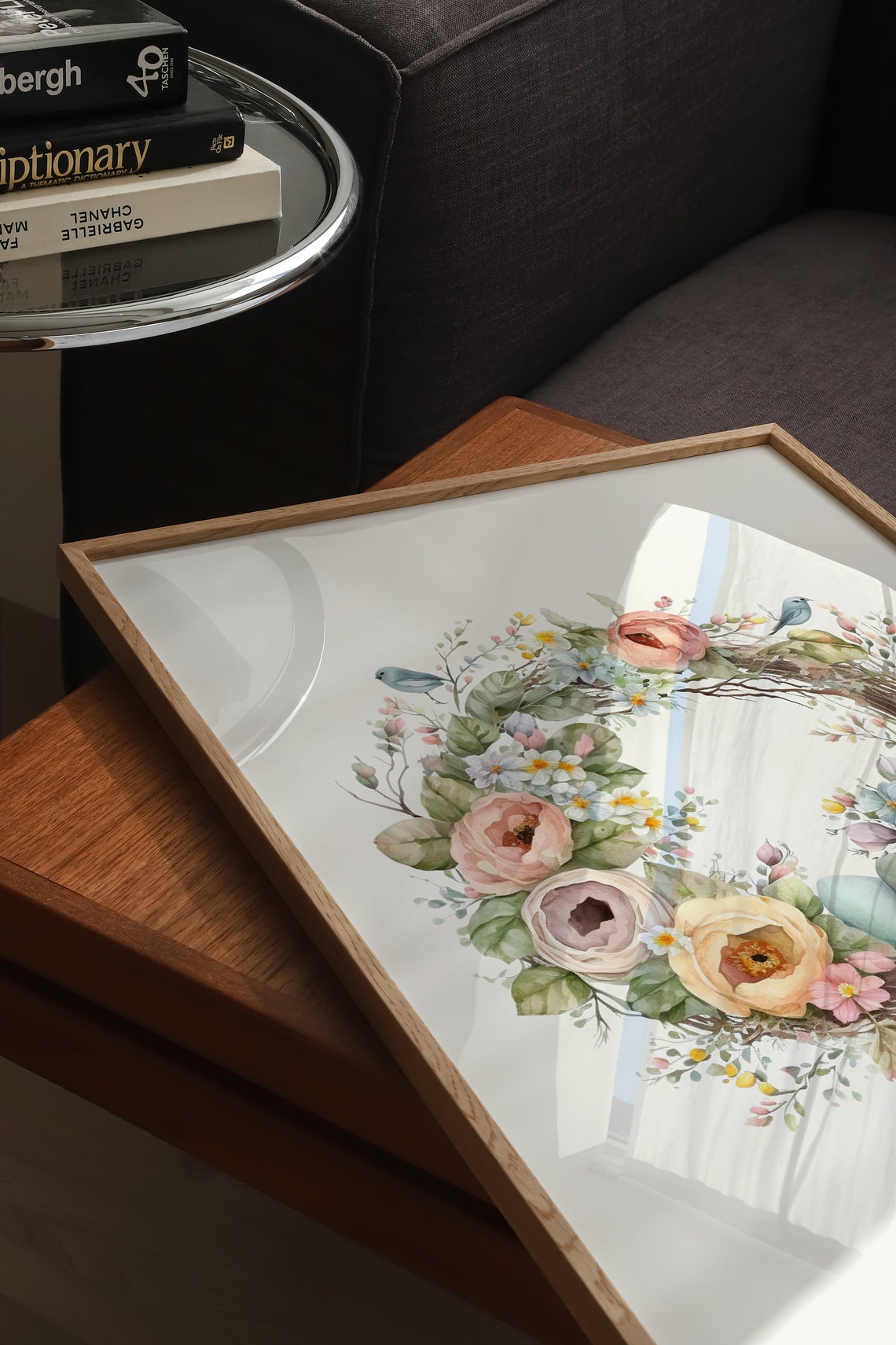 Floral Easter Wreath With Blue Eggs And Little Bluebirds Poster - Image 3