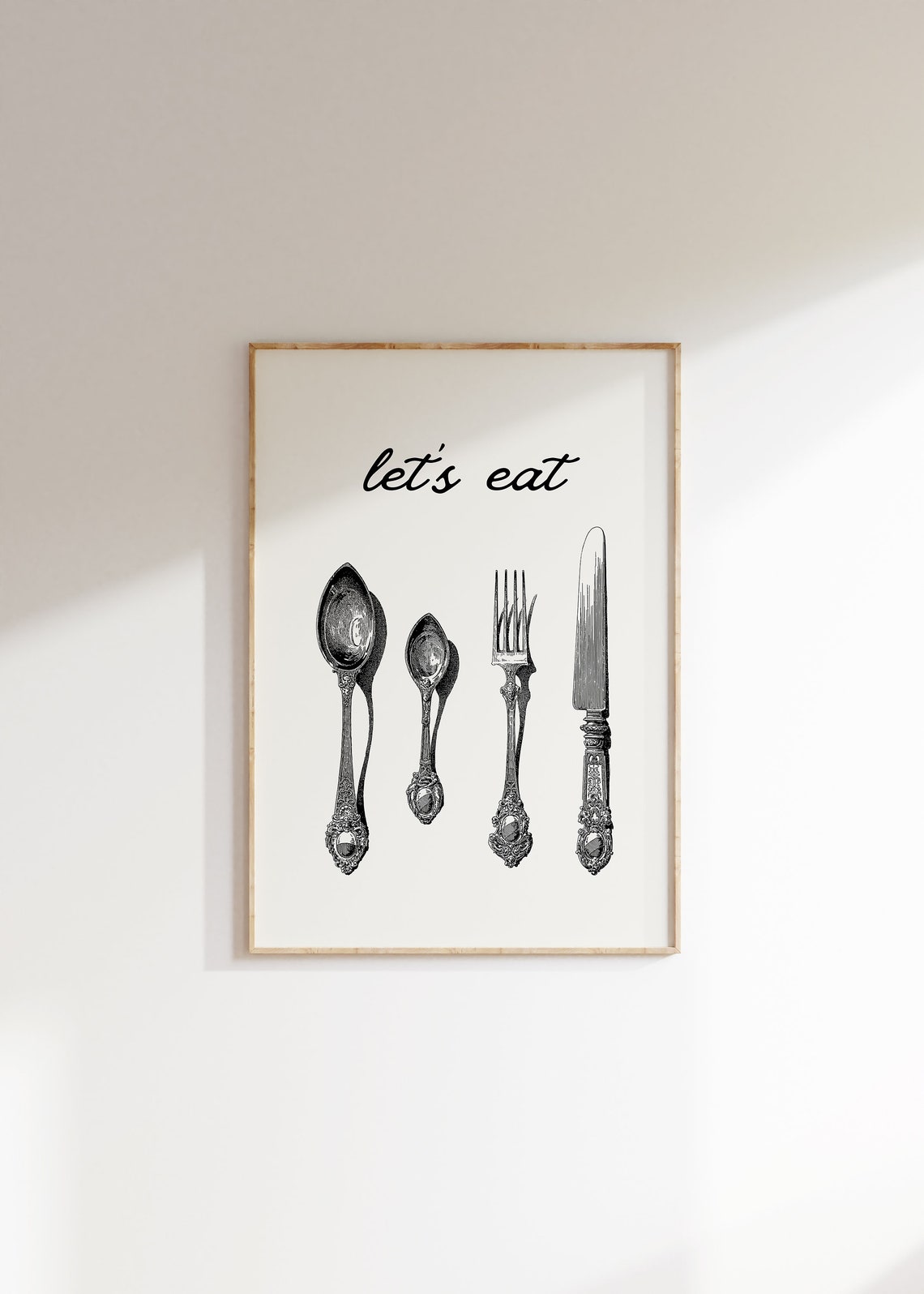 Let's Eat Vintage Silverware Engraving Kitchen Decor Wall Poster - Image 2
