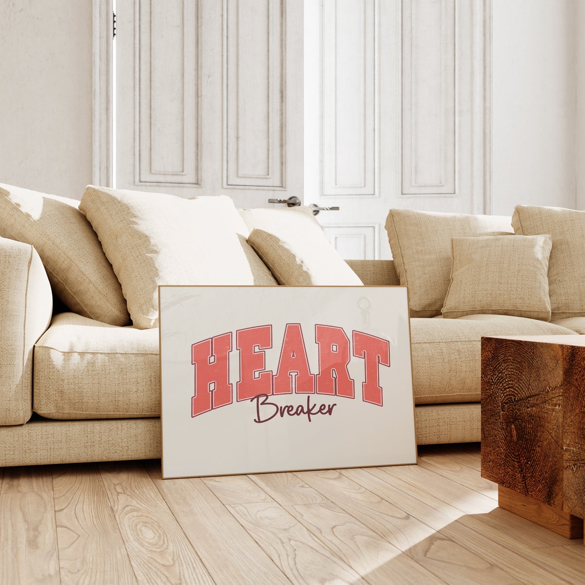 Heart Breaker Retro Varsity Collegiate Red Typographic Poster - Image 4