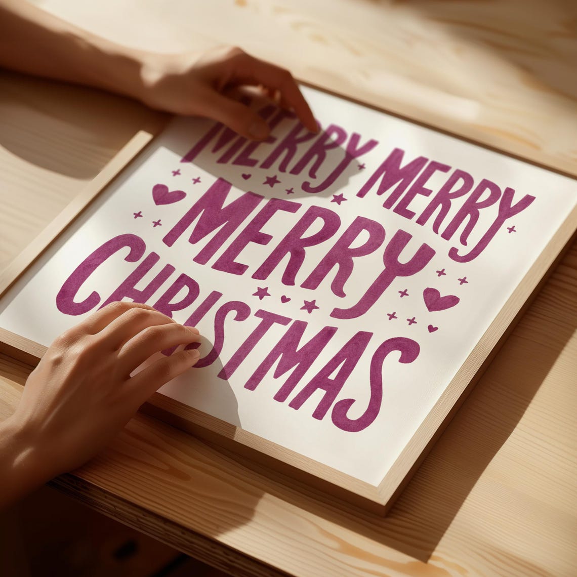 Merry Merry Christmas Square Retro Typography Holiday Poster - Image 5