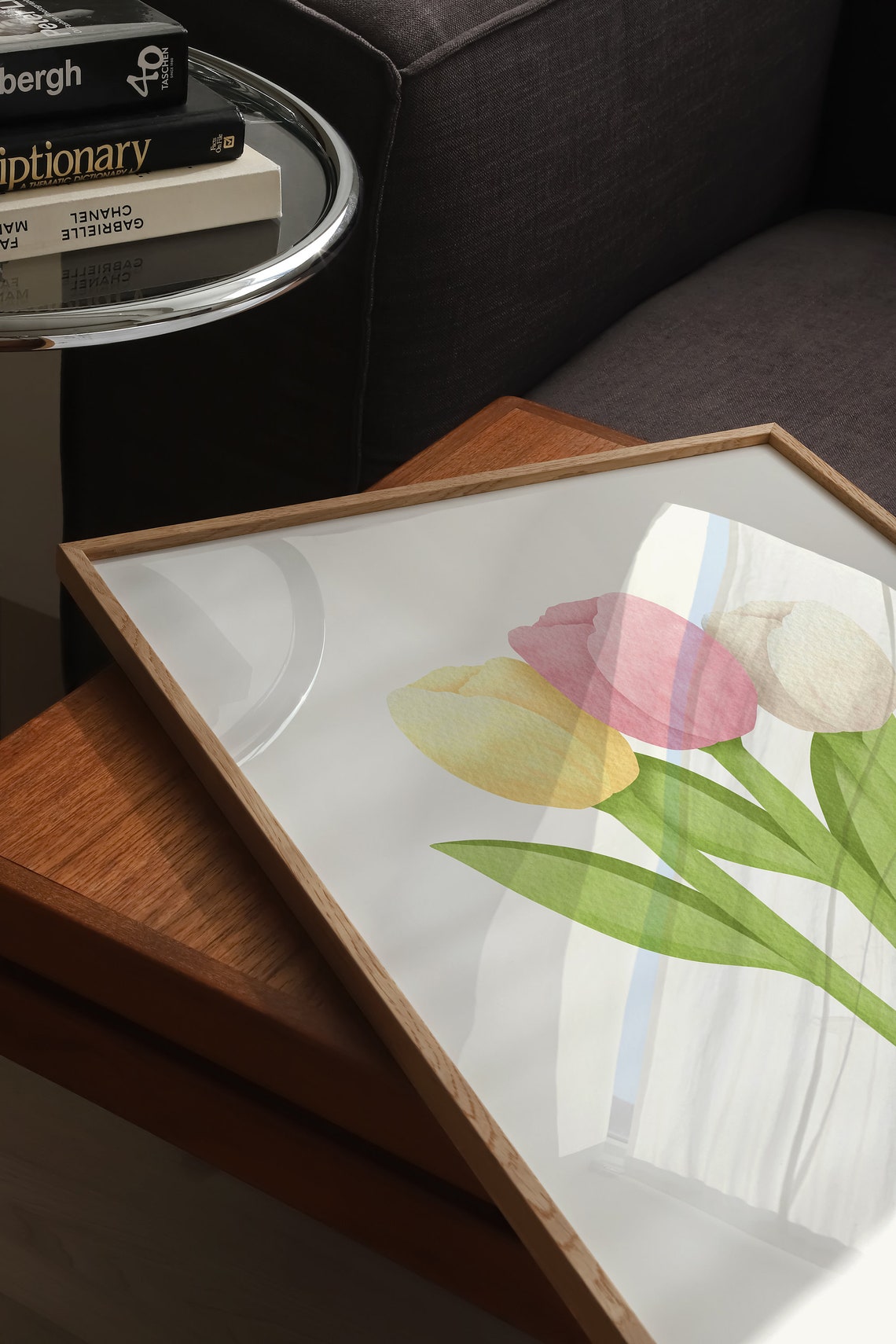 Three Pastel Tulips Watercolor Spring Flower Wall Decor Poster - Image 3