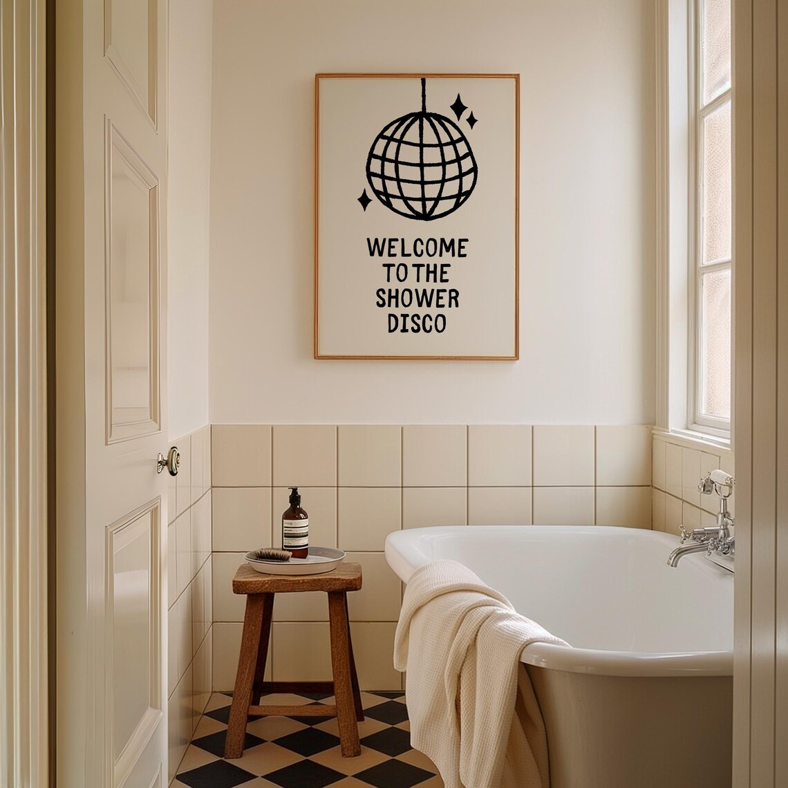 Welcome To The Shower Disco Ball Funny Bathroom Decor Poster - Image 5