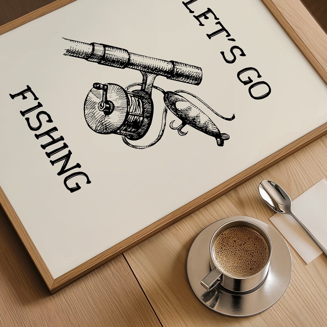 Let's Go Fishing Vintage Ink Rod Reel And Lure Sketch Art Print - Image 5