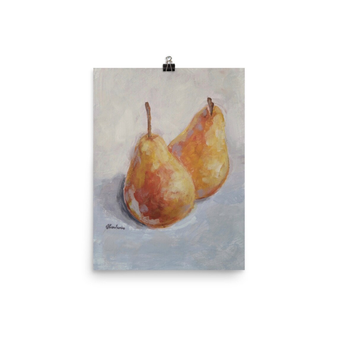 Two Golden Pears Glowing in a Warm Oil Painting Still Life Art Poster - Image 3