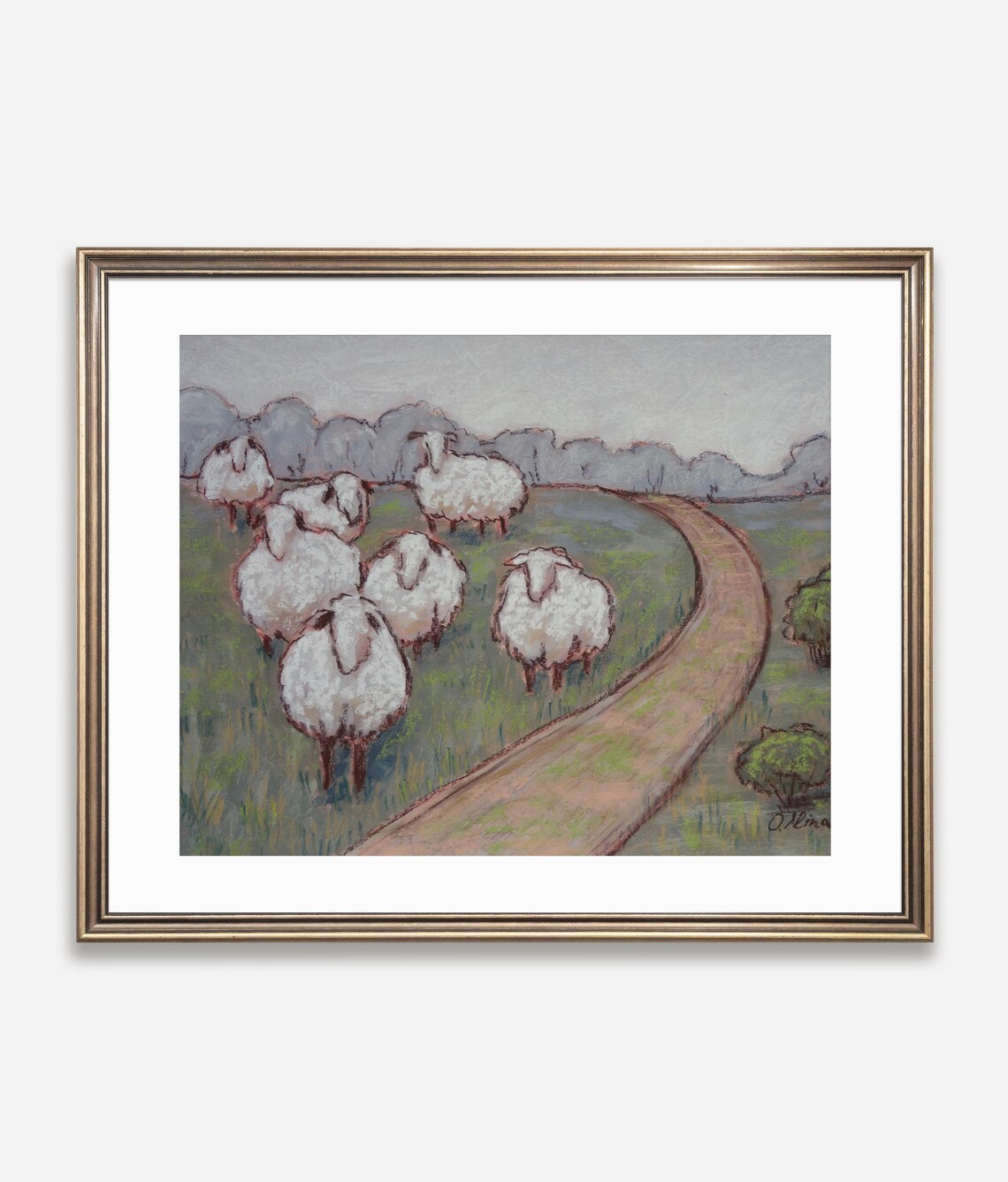Abstract Landscape With Sheeps, Farm Poster