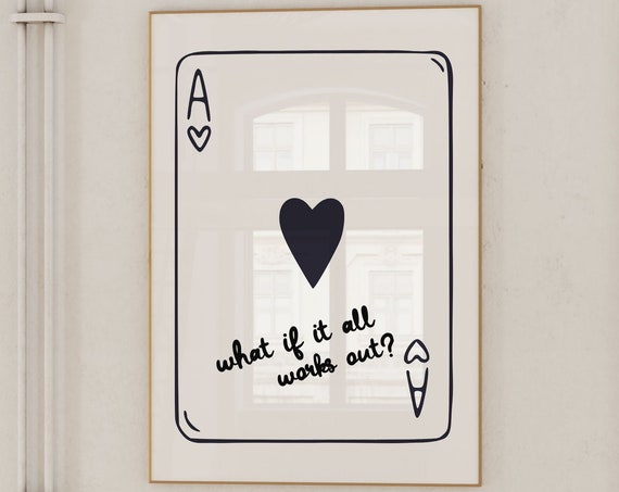 Playing Card Print Trendy Wall Art Prints Retro Bar Cart Decor Preppy Poster Black White Prints Trendy Art Aesthetic Decor