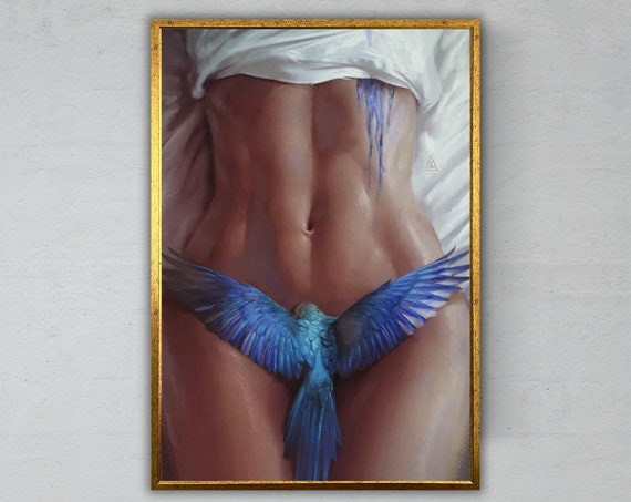 Nude Woman Body Art Print Ready To Hang Wall Decor Female Figure Painting Sensual Artwork