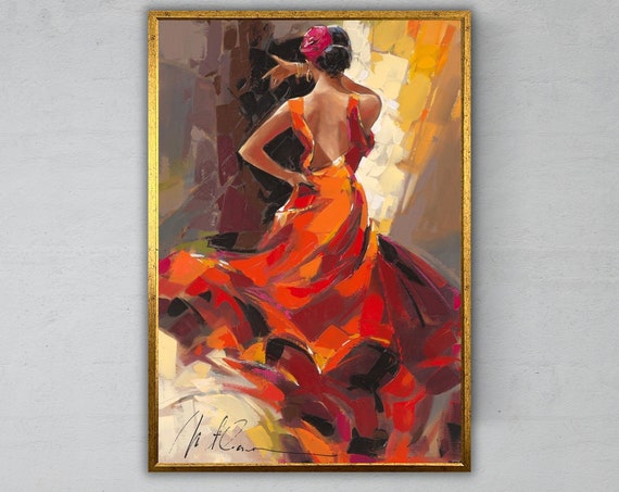 Woman Dancing Flamenco Wall Art Ready To Hang Flamenco Dancer Art Decor Dance Enthusiast Gift Ideal Gift For Dance Lovers