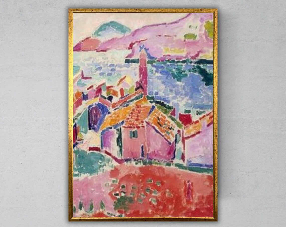 Matisse View of Collioure Fauvist Pink Village Landscape Art Print