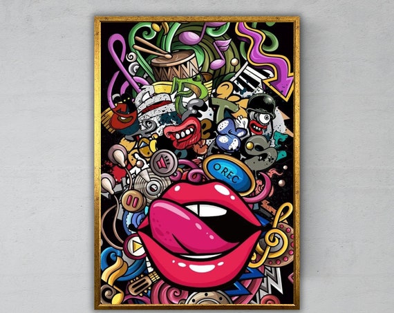Graffiti Lips, Bold Street Art Decor