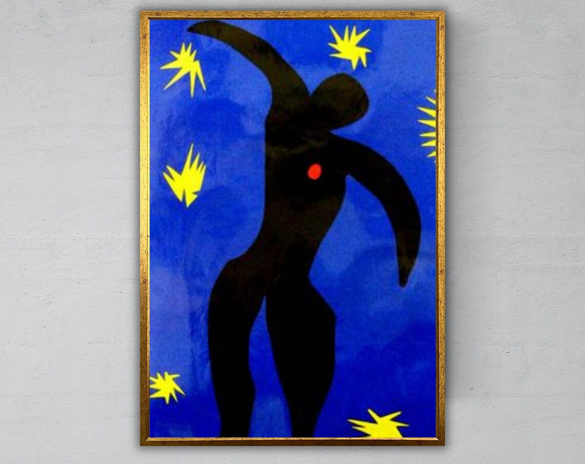 Matisse Icarus Falling Figure Blue Night Stars Cut Out Art Print