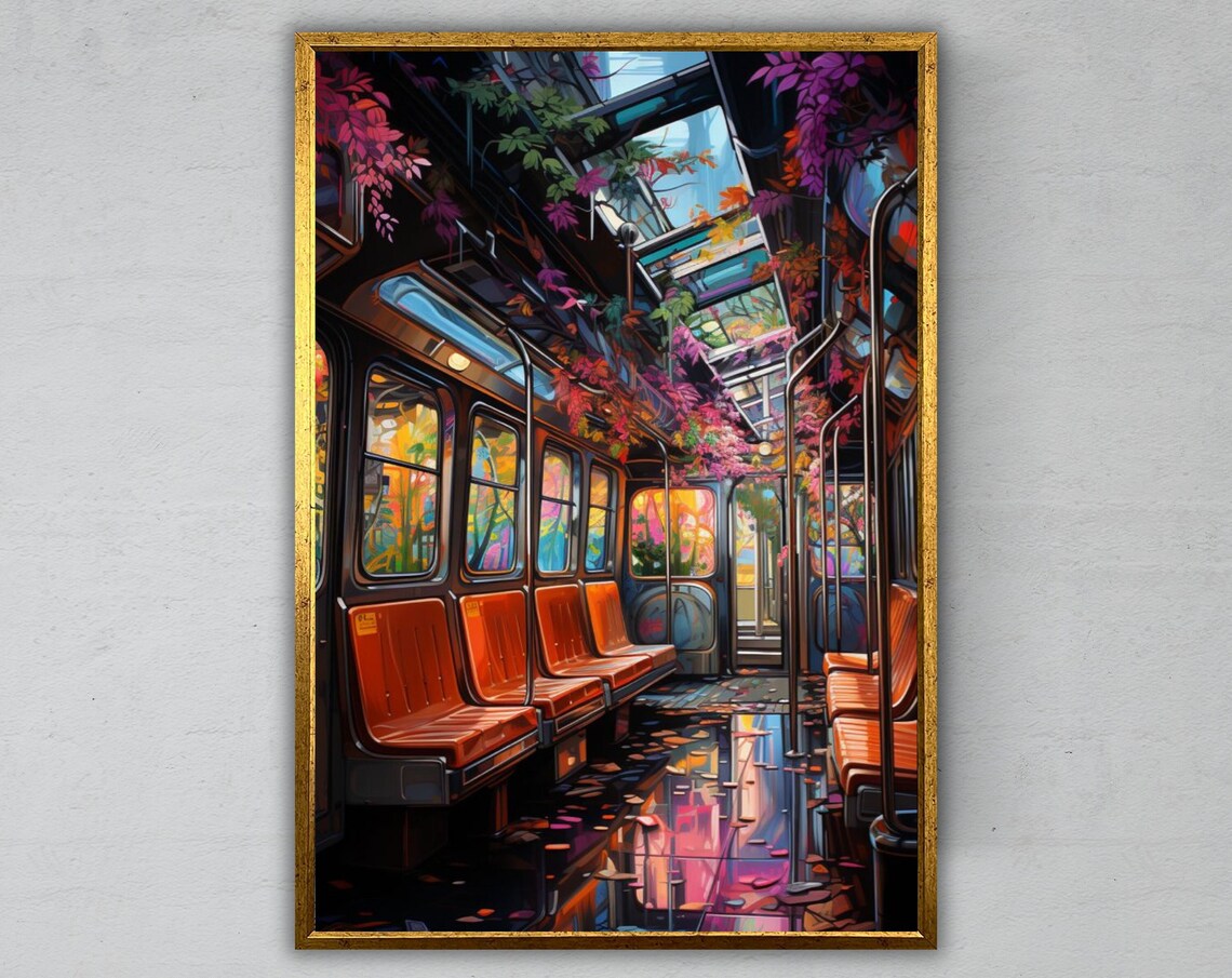 Train Wall Art Vintage Train Decor Train Engine Painting Railroad Wall Decor Train Lover Gift