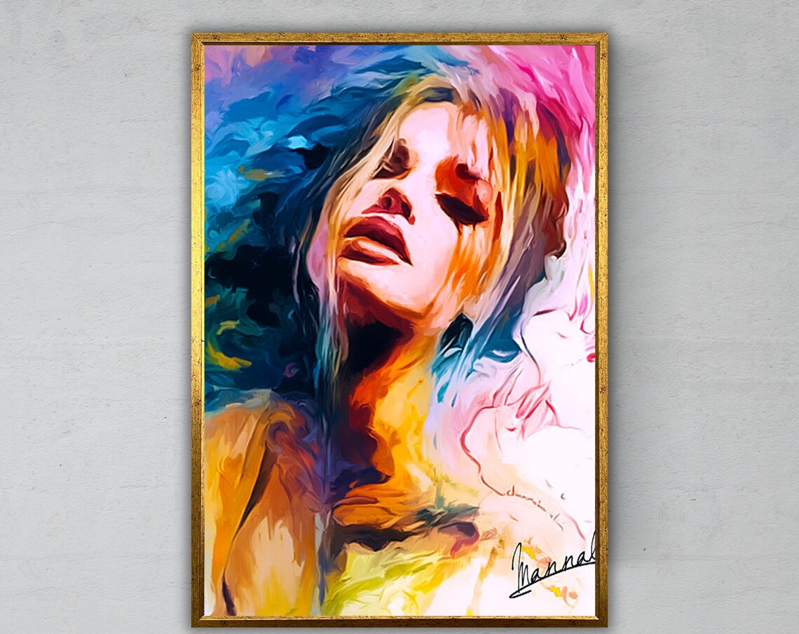 Colorful Abstract Woman Portrait Flowing Rainbow Hair Vibrant Modern Art Print