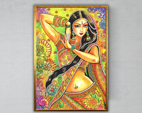 Indian Dancer Woman Wall Art Print Ready To Hang Decor India Inspired