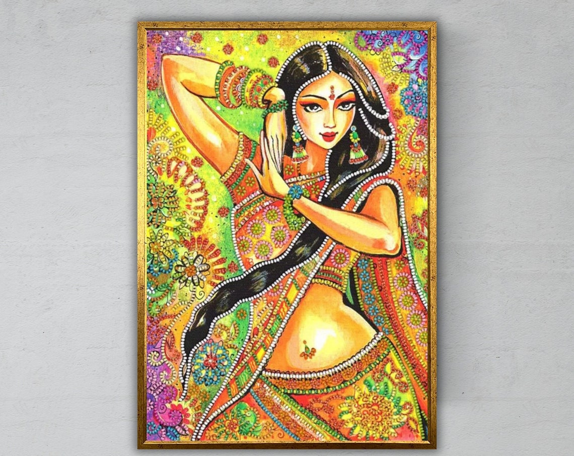 Indian Dancer Woman Wall Art Print Ready To Hang Decor India Inspired
