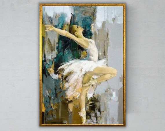 Dancing Woman Oil Paint Wall Art Ready To Hang Female Dancer Artwork Ballet Dancer Decor Dance Lover Gift