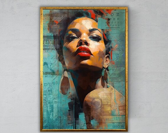 Beauty Pose African Woman Wall Art Female Figure Ready To Hang Female Portrait Painting Home Decor