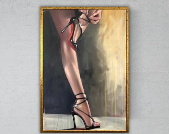 Stilettos Woman Wall Art Ready To Hang Fashionista Decor Shoe Lover Gift