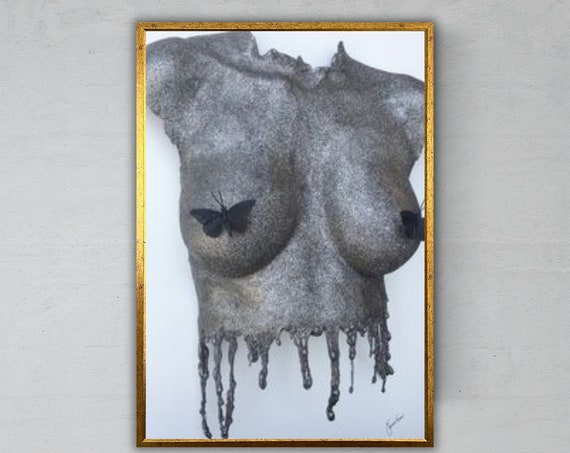 Nude Woman Breasts Wall Art Ready To Hang Abstract Nude Art Sensual Artwork Erotic Decor Bedroom Decor
