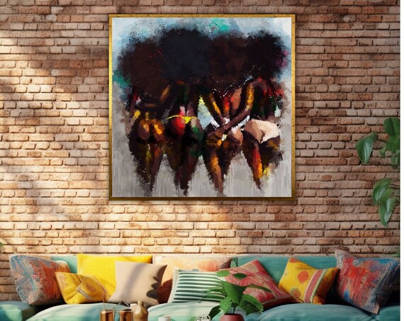 Four Women Walking Away Beach Swimsuits Colorful Splash Art Print