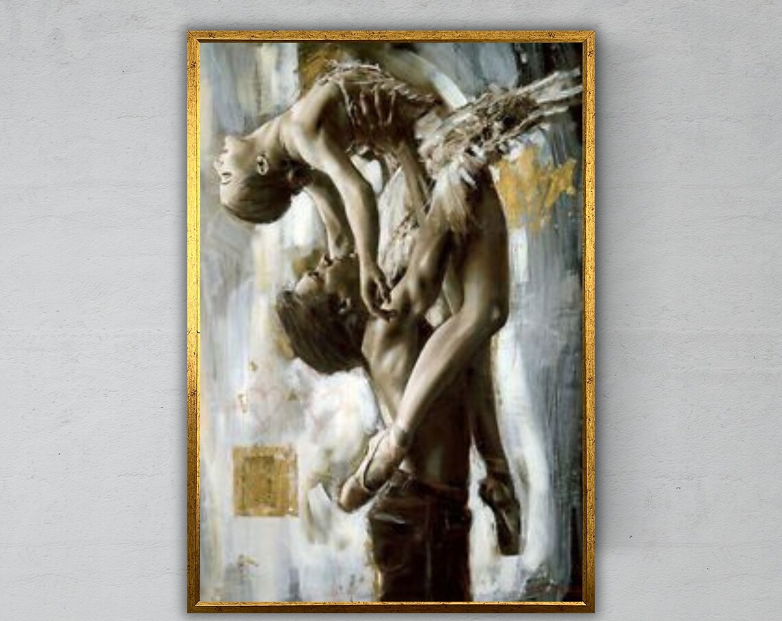 Dancing Couple Art Print, Ballet Dancer Decor