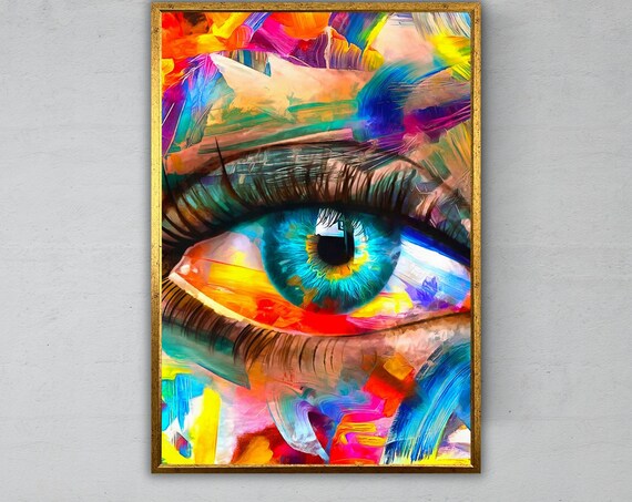 Abstract Eyes Wall Art Eye Painting Ready To Hang Artwork Gift For Eye Lover Home Decor