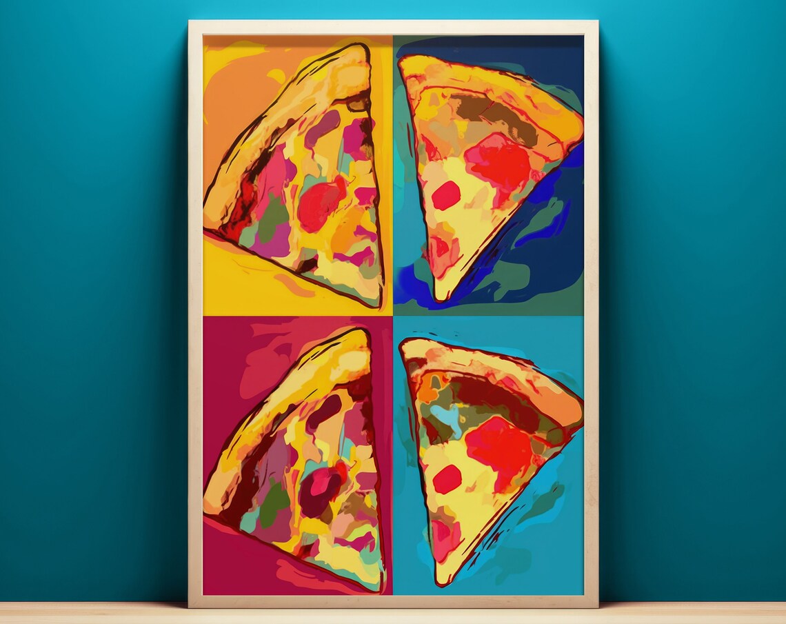 Retro Pop Art Pizza Print, Kitchen Wall Art