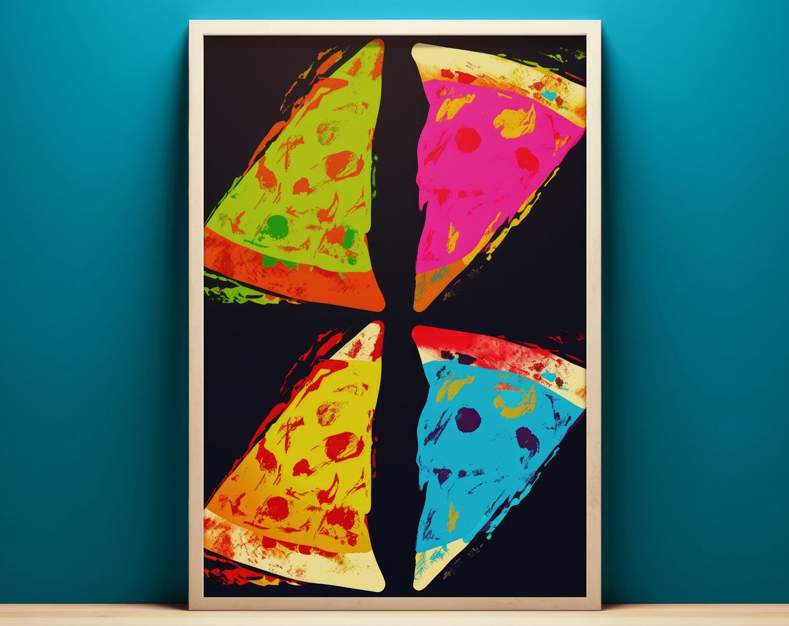 Pop Art Pizza Neon Slices Colorful Retro Kitchen Food Wall Art