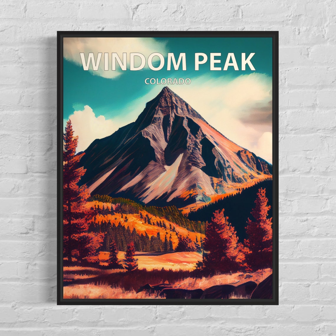 Windom Peak Colorado Sharp Pyramid Summit Fall Retro Travel Poster