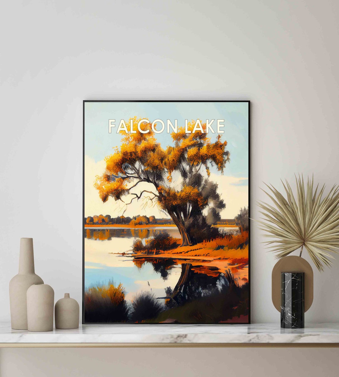 Falcon Lake Texas Sunset Big Golden Tree Lakeside Glow Poster - Image 2