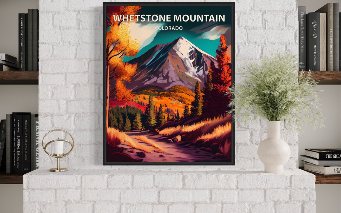 Whetstone Mountain Colorado Snowy Peak Autumn Forest View Poster - Image 3