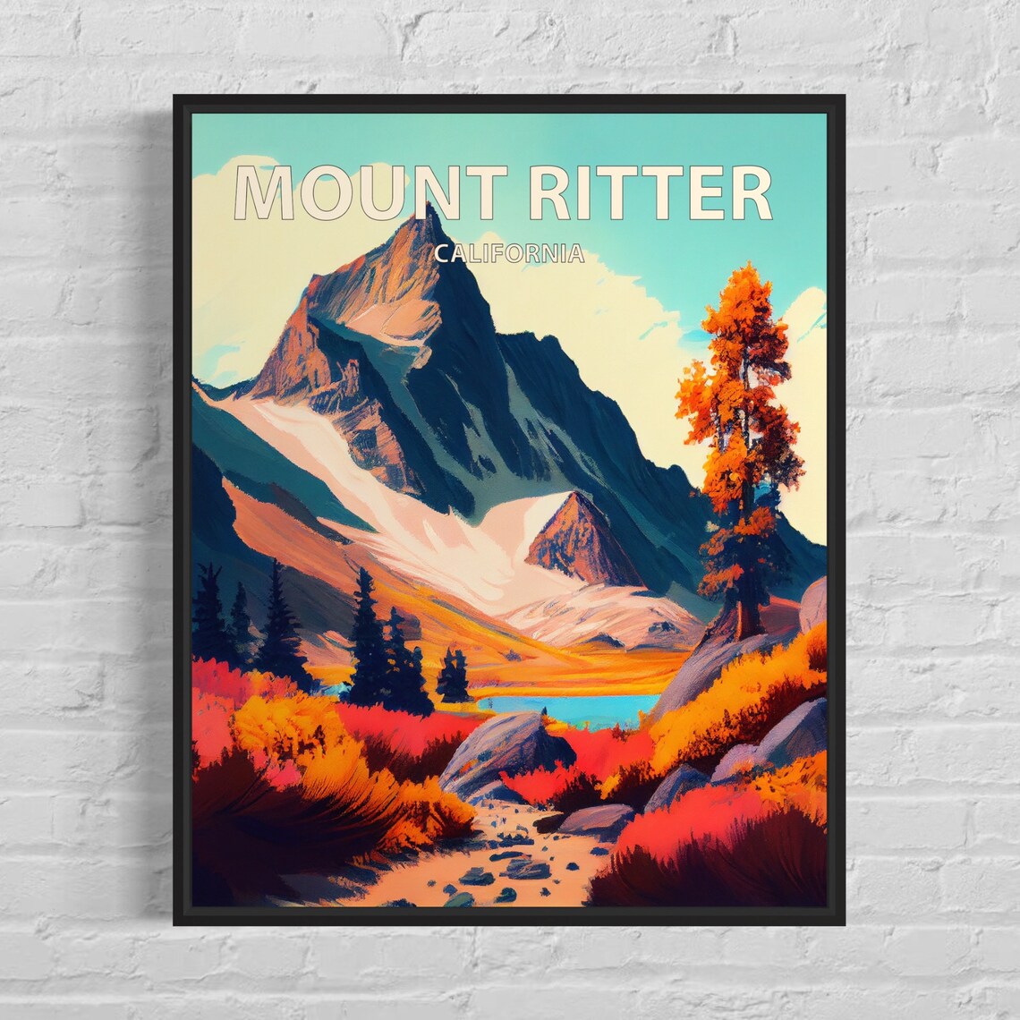 Mount Ritter California Jagged Peak Alpine Lake Autumn Art Poster