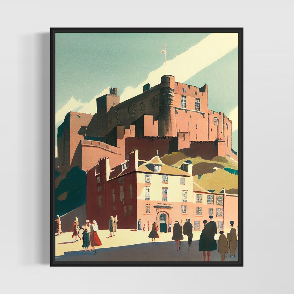 Edinburgh Castle Scotland Ancient Stone Fortress Vintage Poster