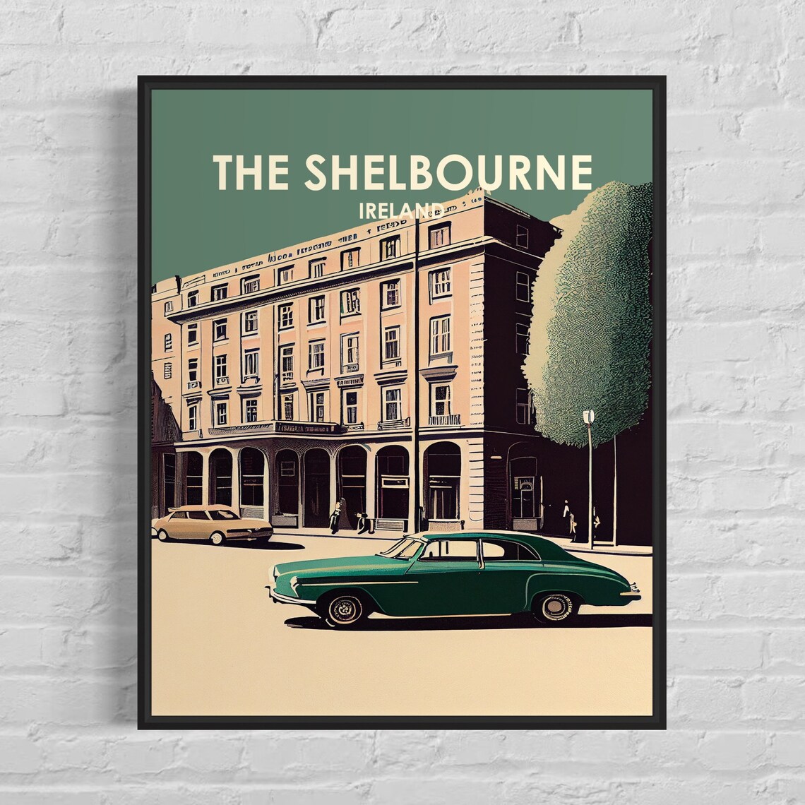 The Shelbourne Ireland Grand Hotel Classic Car Travel Poster