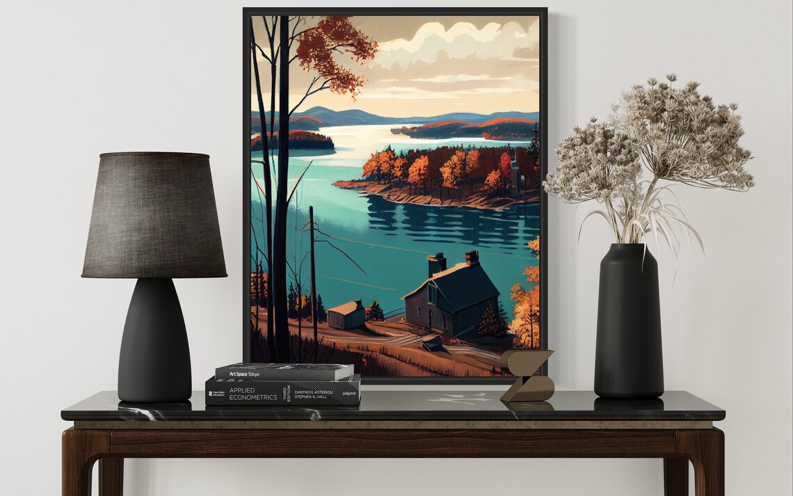 Watts Bar Lake Tennessee Retro 1960s Autumn Lakeshore Travel Poster - Image 3