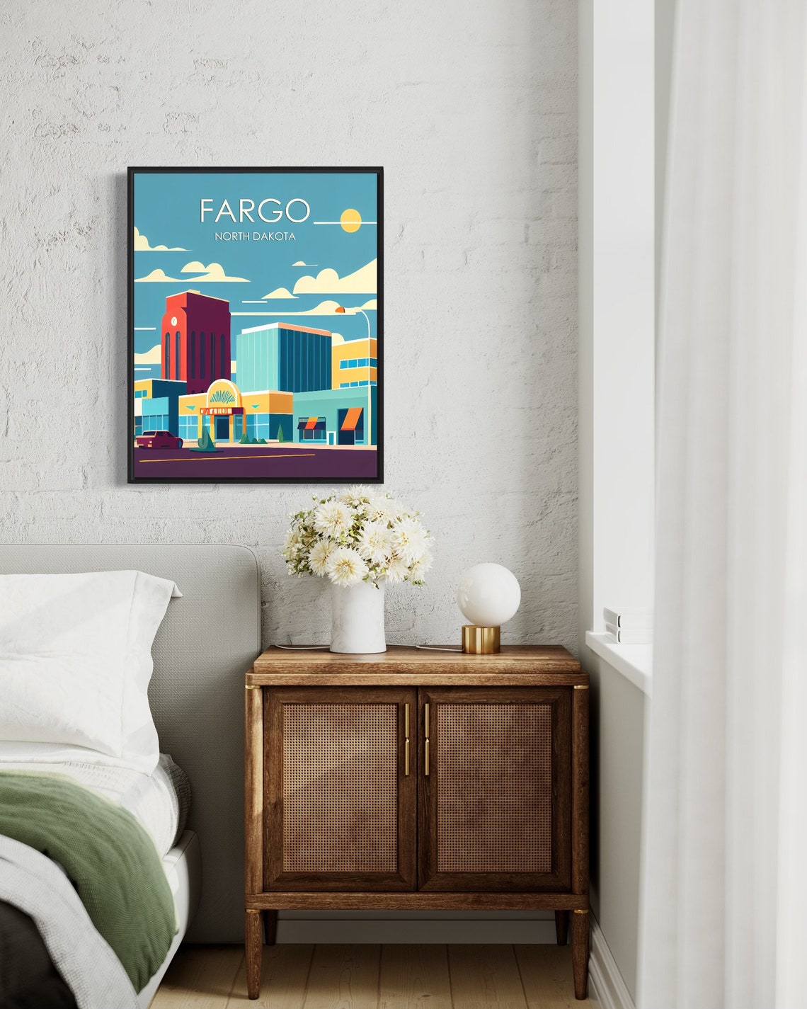 Fargo North Dakota Retro Downtown Skyline Vintage Travel Poster - Image 3