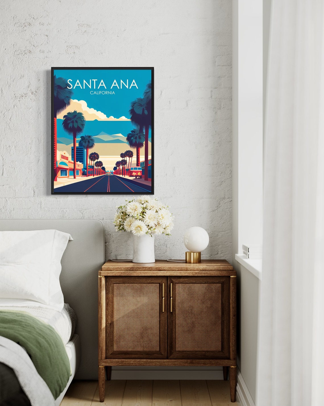 Santa Ana California Palm Boulevard Downtown Sunset Poster Artwork - Image 2