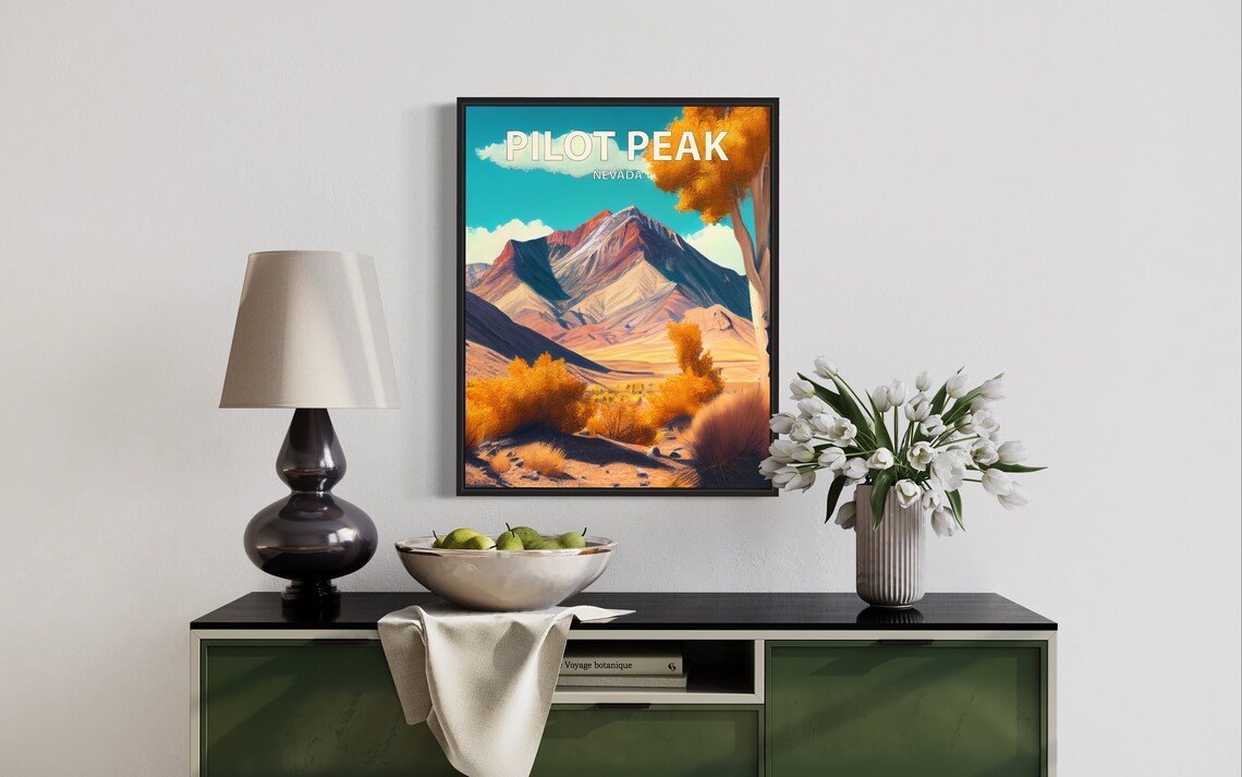 Pilot Peak Nevada Desert Ridge Golden Cottonwood Landscape Poster - Image 3