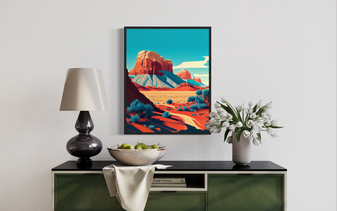 Dramatic Utah Red Rock Desert Buttes Canyon Landscape Art Poster - Image 3