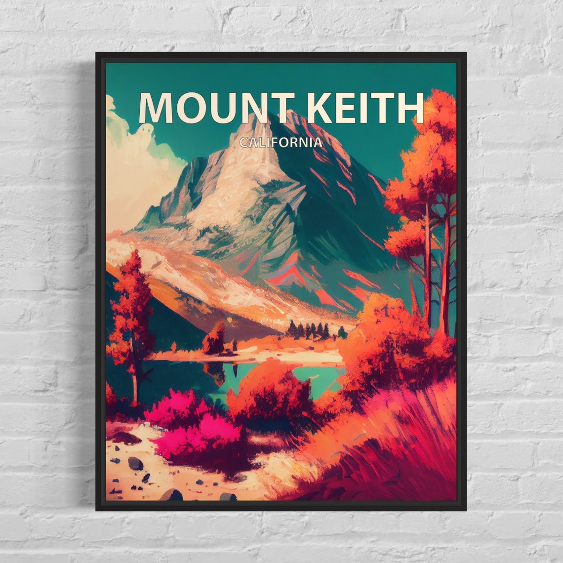Mount Keith California Rocky Summit Magenta Blooms Alpine Art Poster