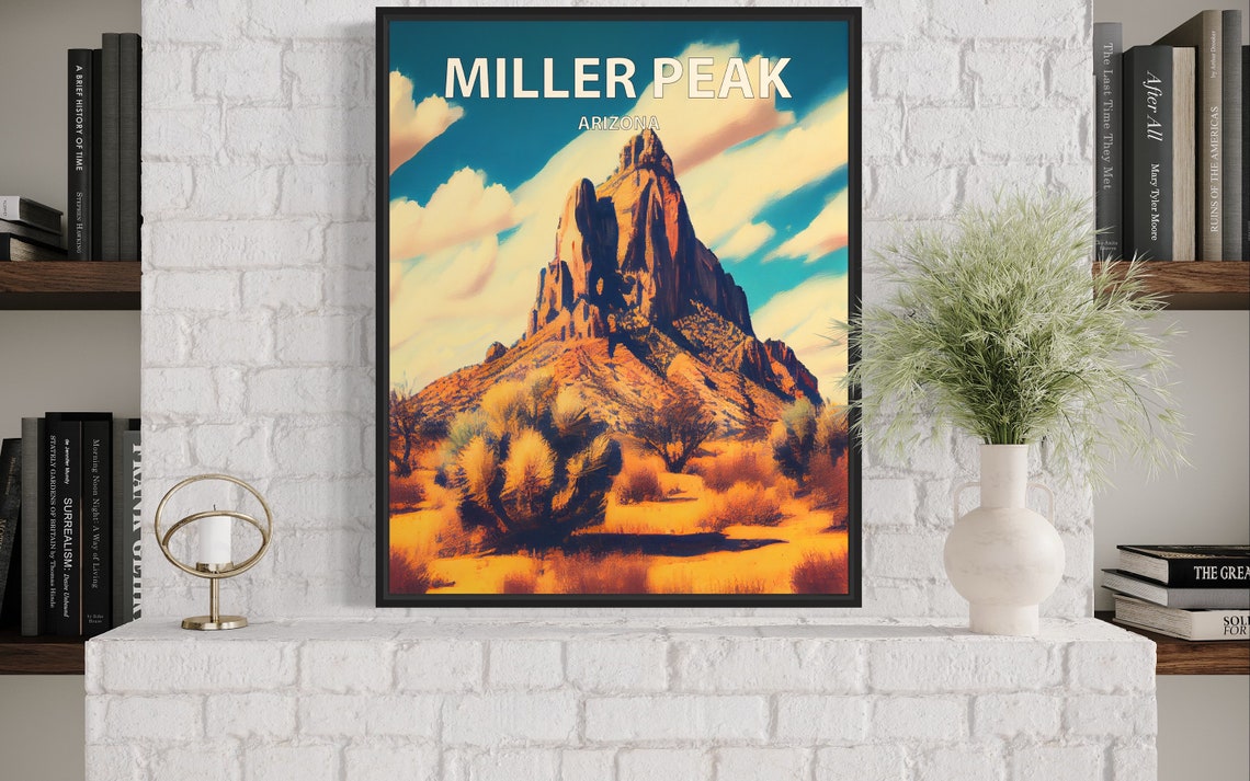 Miller Peak Arizona Desert Rock Pinnacle Saguaro Cactus Travel Poster - Image 3