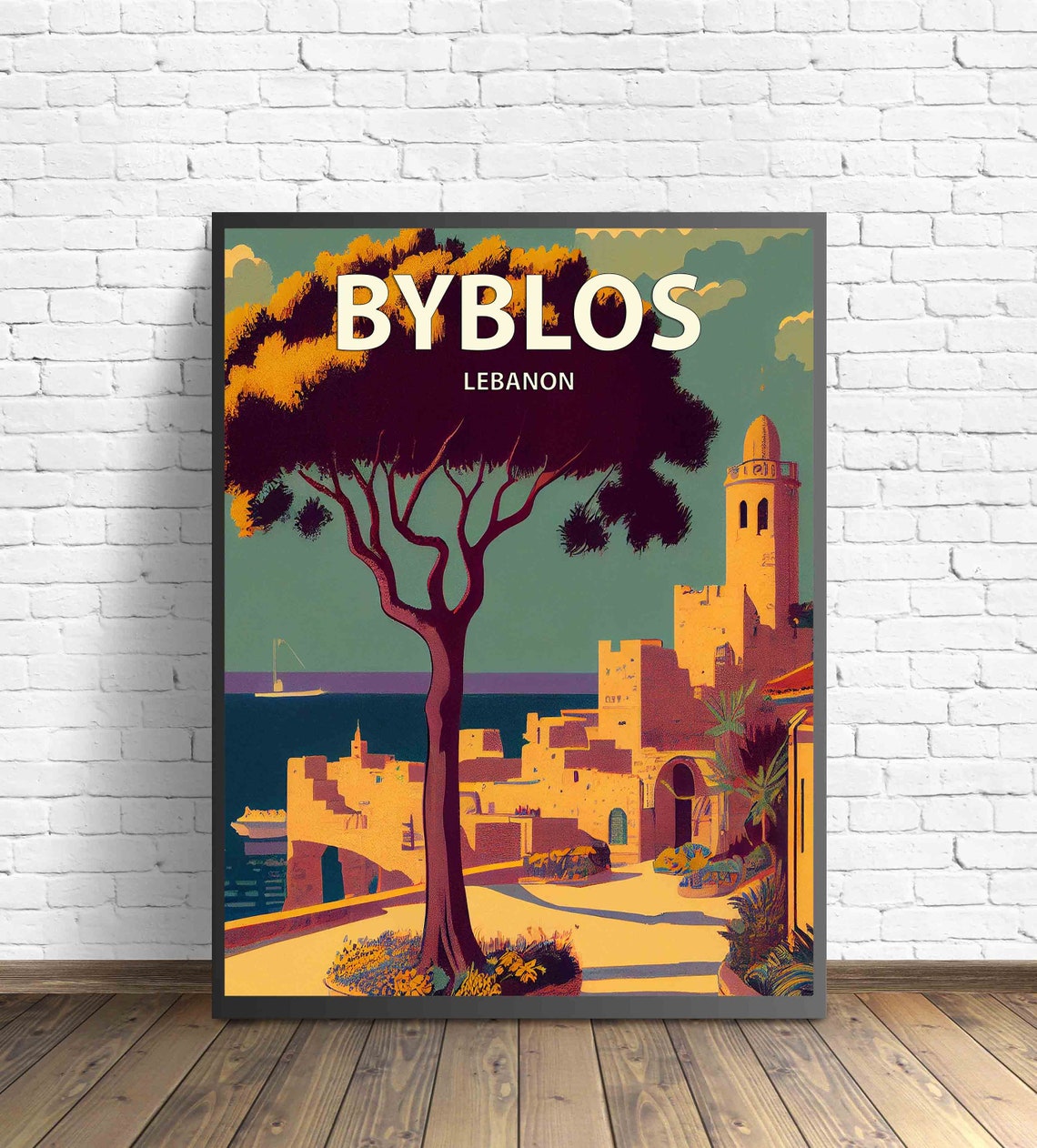 Byblos Lebanon Ancient Stone Citadel Seaside Harbor Town Poster