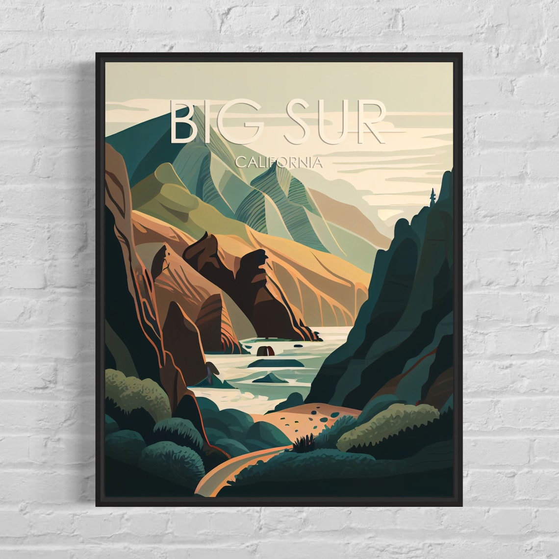 Big Sur California Rugged Coastline Cliffs Ocean Travel Poster