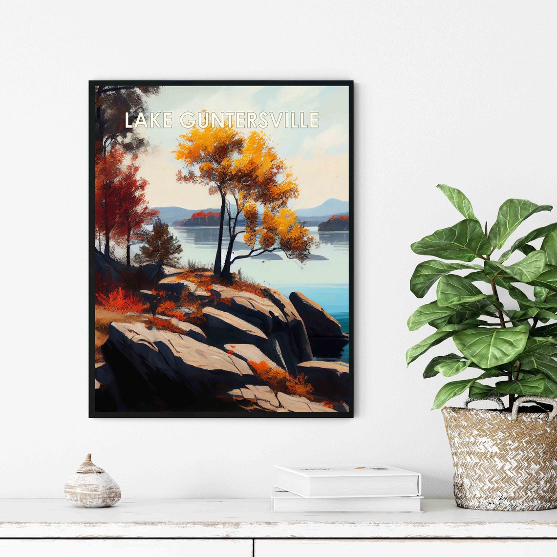 Lake Guntersville Alabama Autumn Shoreline in Fall Colors Poster - Image 3