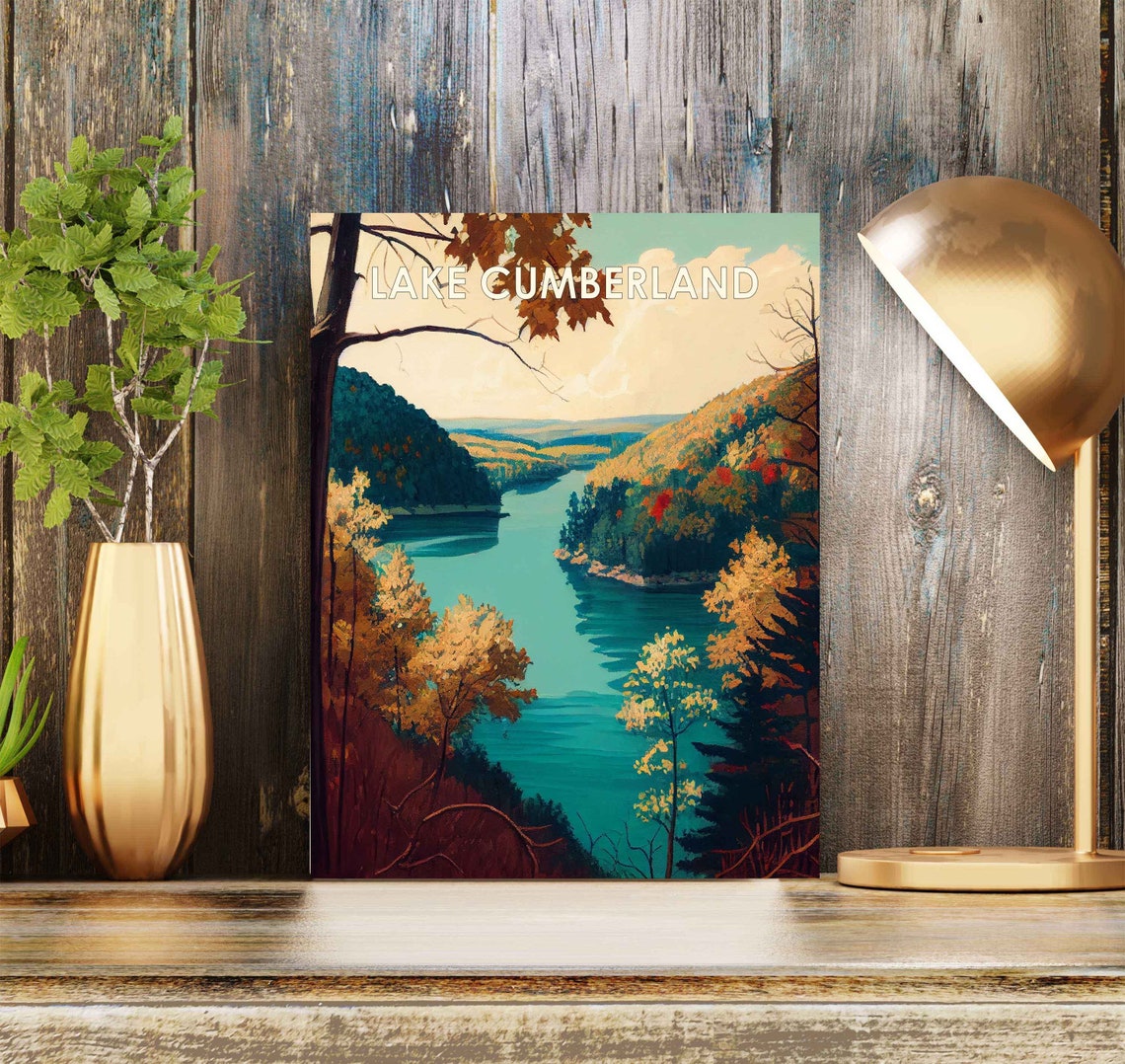 Lake Cumberland Kentucky Autumn Hills Fall Foliage Scene Poster - Image 2
