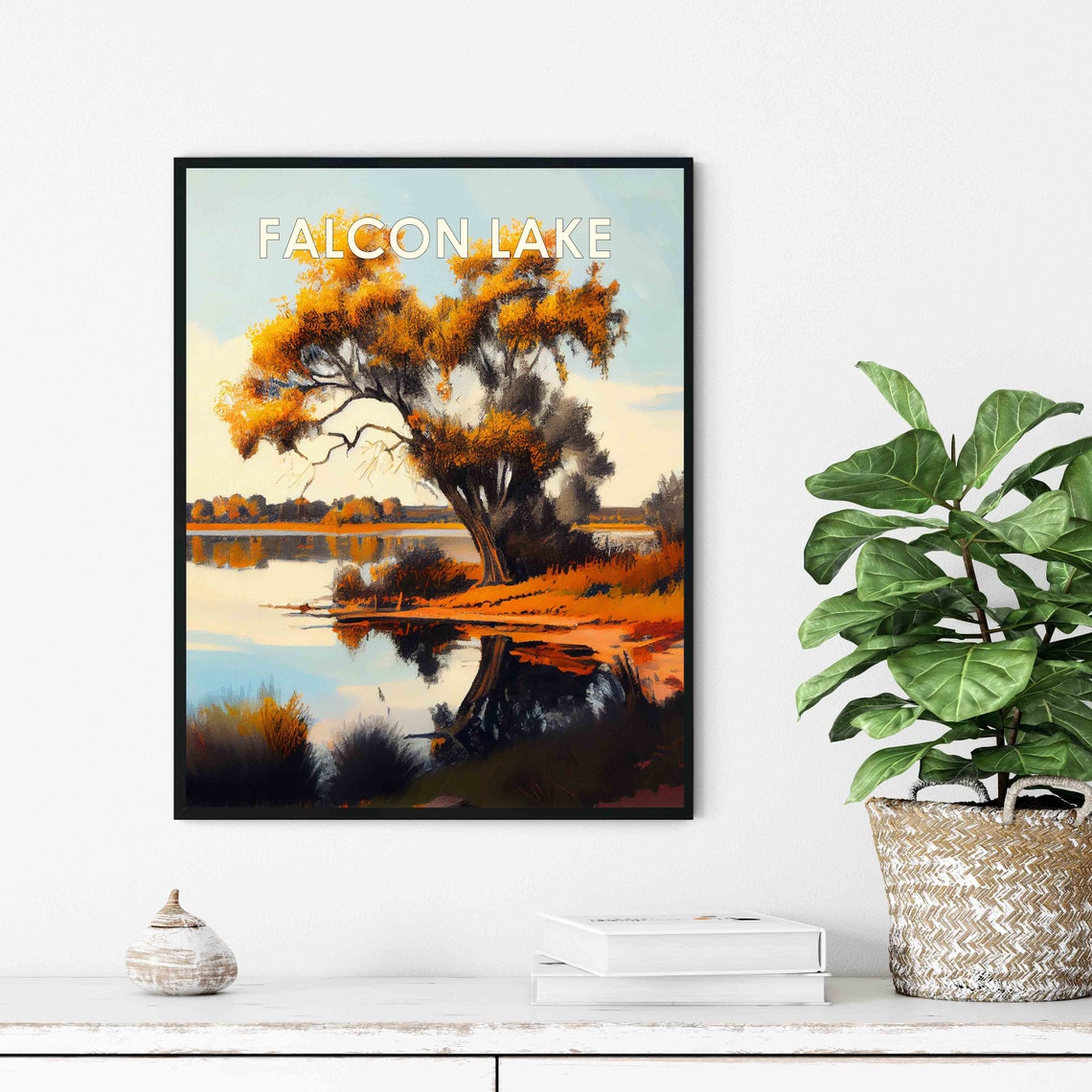 Falcon Lake Texas Sunset Big Golden Tree Lakeside Glow Poster - Image 3